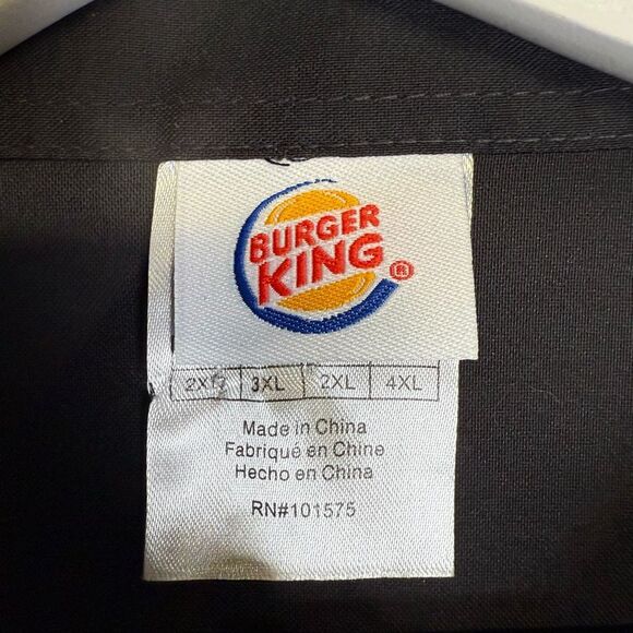 Burger King Female Manager Button Up Short Sleeve Shirt Black Size 2XL - Picture 2 of 6